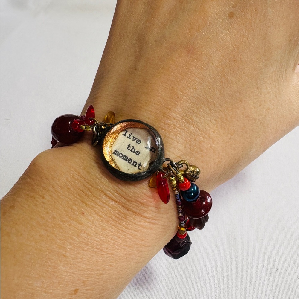 Hand Beaded ‘Live the Moment’ Bracelet